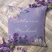 Romantic Lavender Waterverf Floral Spring Wedding Kussen