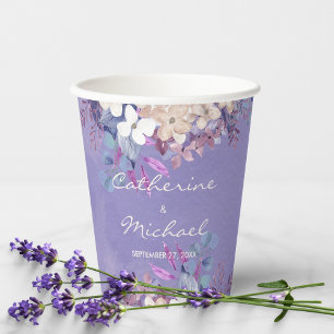 Romantic Lavender Waterverf Floral Spring Wedding Papieren Bekers
