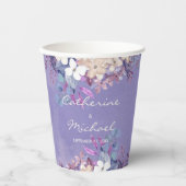 Romantic Lavender Waterverf Floral Spring Wedding Papieren Bekers (Voorkant)