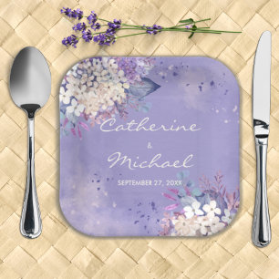 Romantic Lavender Waterverf Floral Spring Wedding Papieren Bordje