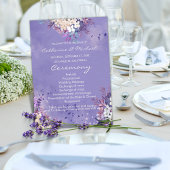 Romantic Lavender Waterverf Floral Spring Wedding Programmakaart