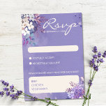 Romantic Lavender Waterverf Floral Spring Wedding RSVP Kaartje<br><div class="desc">Waterverf bloemige design zijn steeds populairder geworden in de wereld van de bruiloften. Dit ontwerp kenmerkt zachte, delicate waterverf slagen in witte en lavendere kleur die een gevoel van romantiek en elegantie oproepen. De combinatie van pastel en levendige kleuren geeft deze trouwsuite een droombeeld en grillig gevoel, waardoor het perfect...</div>