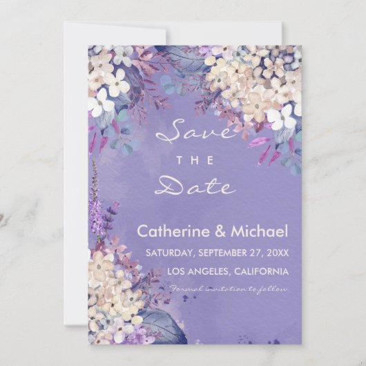 Romantic Lavender Waterverf Floral Spring Wedding Save The Date (Voorkant)