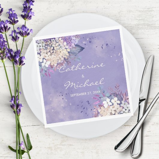 Romantic Lavender Waterverf Floral Spring Wedding Servet