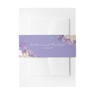 Romantic Lavender Waterverf Floral Spring Wedding Uitnodigingen Wikkel