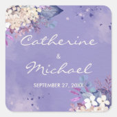 Romantic Lavender Waterverf Floral Spring Wedding Vierkante Sticker (Voorkant)