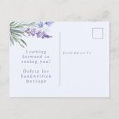Romantic Lavender Waterverf Floral Wedding Uitnodiging Briefkaart (Achterkant)