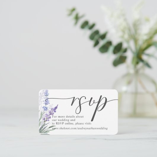Romantic Lavender Waterverf RSVP Online Informatiekaartje (Staand voorkant)