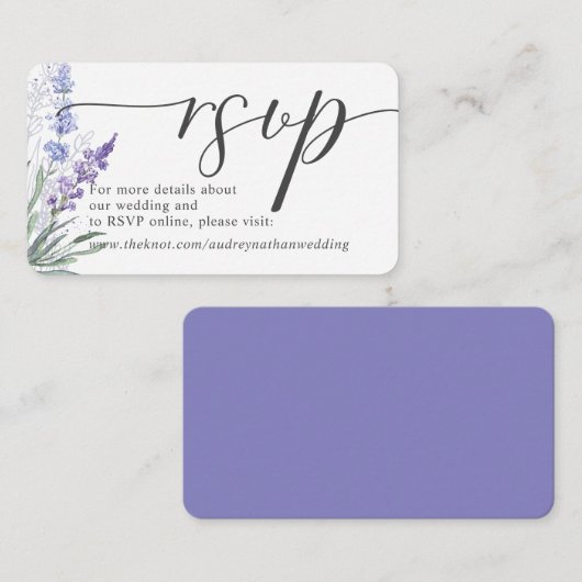 Romantic Lavender Waterverf RSVP Online Informatiekaartje (Voorkant / Achterkant)