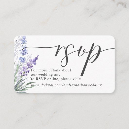 Romantic Lavender Waterverf RSVP Online Informatiekaartje (Voorkant)