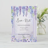 Romantic Lavender Wisteria Save the Date Aankondiging (Staand voorkant)