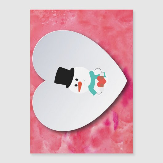 Romantic, legant, hart, Snowman Magnetic Card (Voorkant)
