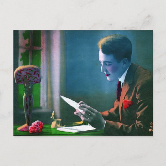 Romantic Letter Writer Briefkaart (Voorkant)