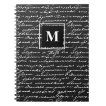 Romantic Letter Writing Black White Monogram