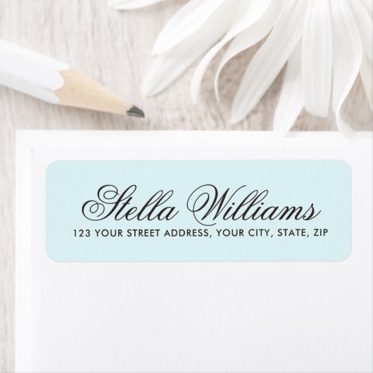 Romantic light aqua blue calligrafie script etiket (Insitu)