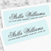 Romantic light aqua blue calligrafie script etiket