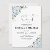 Romantic Light Blue Floral Engagement Party  Kaart (Voorkant)