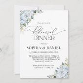 Romantic Light Blue Floral Rehearsal Dinner  Kaart (Voorkant)