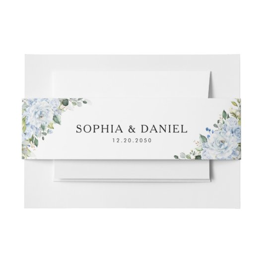 Romantic Light Blue Floral The Wedding Of Uitnodigingen Wikkel (Voorkant Voorbeeld)