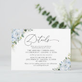 Romantic Light Blue Floral Wedding Details Card Informatiekaartje (Staand voorkant)