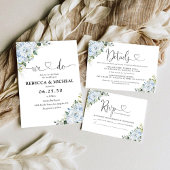 Romantic Light Blue Floral Wedding Invitation Kaart