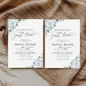 Romantic Light Blue Floral Wedding Invitation Kaart