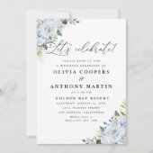 Romantic Light Blue Floral Wedding Invitation Kaart (Voorkant)