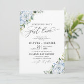 Romantic Light Blue Floral Wedding Invitation Kaart (Staand voorkant)
