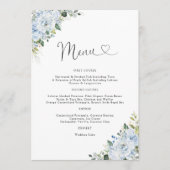 Romantic Light Blue Floral Wedding Menu (Voorkant)