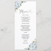 Romantic Light Blue Floral Wedding Menu (Voorkant)