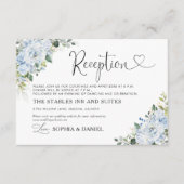 Romantic Light Blue Floral Wedding Reception Card Informatiekaartje (Voorkant)