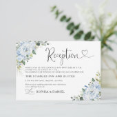 Romantic Light Blue Floral Wedding Reception Card Informatiekaartje (Staand voorkant)