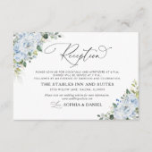 Romantic Light Blue Floral Wedding Reception Card Informatiekaartje (Voorkant)