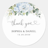  Romantic Light Blue Floral Wedding  Ronde Sticker (Voorkant)