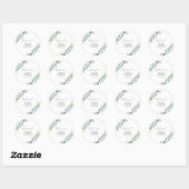  Romantic Light Blue Floral Wedding  Ronde Sticker (Vel)