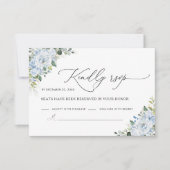 Romantic Light Blue Floral Wedding RSVP Card (Voorkant)