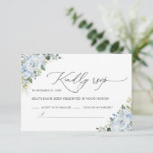 Romantic Light Blue Floral Wedding RSVP Card (Staand voorkant)