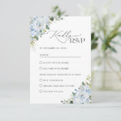 Romantic Light Blue Floral Wedding RSVP Card (Staand voorkant)