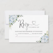 Romantic Light Blue Floral Wedding RSVP Card Kaartje (Voorkant)