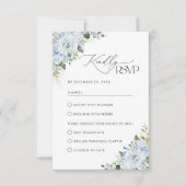 Romantic Light Blue Floral Wedding RSVP Card Kaartje (Voorkant)