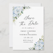Romantic Light Blue Floral Wedding Save The Date (Voorkant)