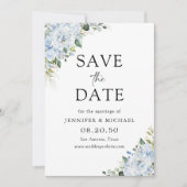 Romantic Light Blue Floral Wedding Save The Date (Voorkant)
