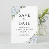 Romantic Light Blue Floral Wedding Save The Date (Staand voorkant)
