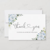 Romantic Light Blue Floral Wedding Thank You Card Bedankkaart (Voorkant)