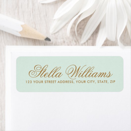 Romantic light mint kalligraphy scriptadres etiket (Insitu)