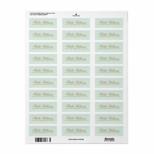 Romantic light mint kalligraphy scriptadres etiket (Full Sheet)