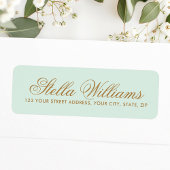 Romantic light mint kalligraphy scriptadres etiket