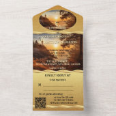 Romantic Lighthouse Coastal Wedding All In One Uitnodiging (Binnen)