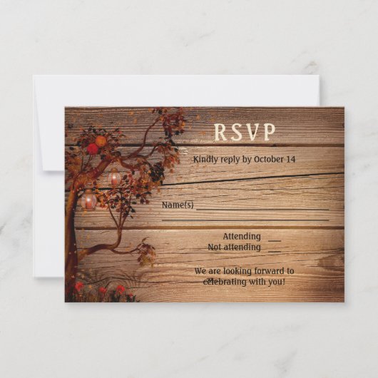 Romantic Lights Fall Wedding RSVP-kaart Kaart (Voorkant)