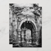 Romantic Lights Gothic Archway Wedding Save the Da Kaart (Voorkant / Achterkant)